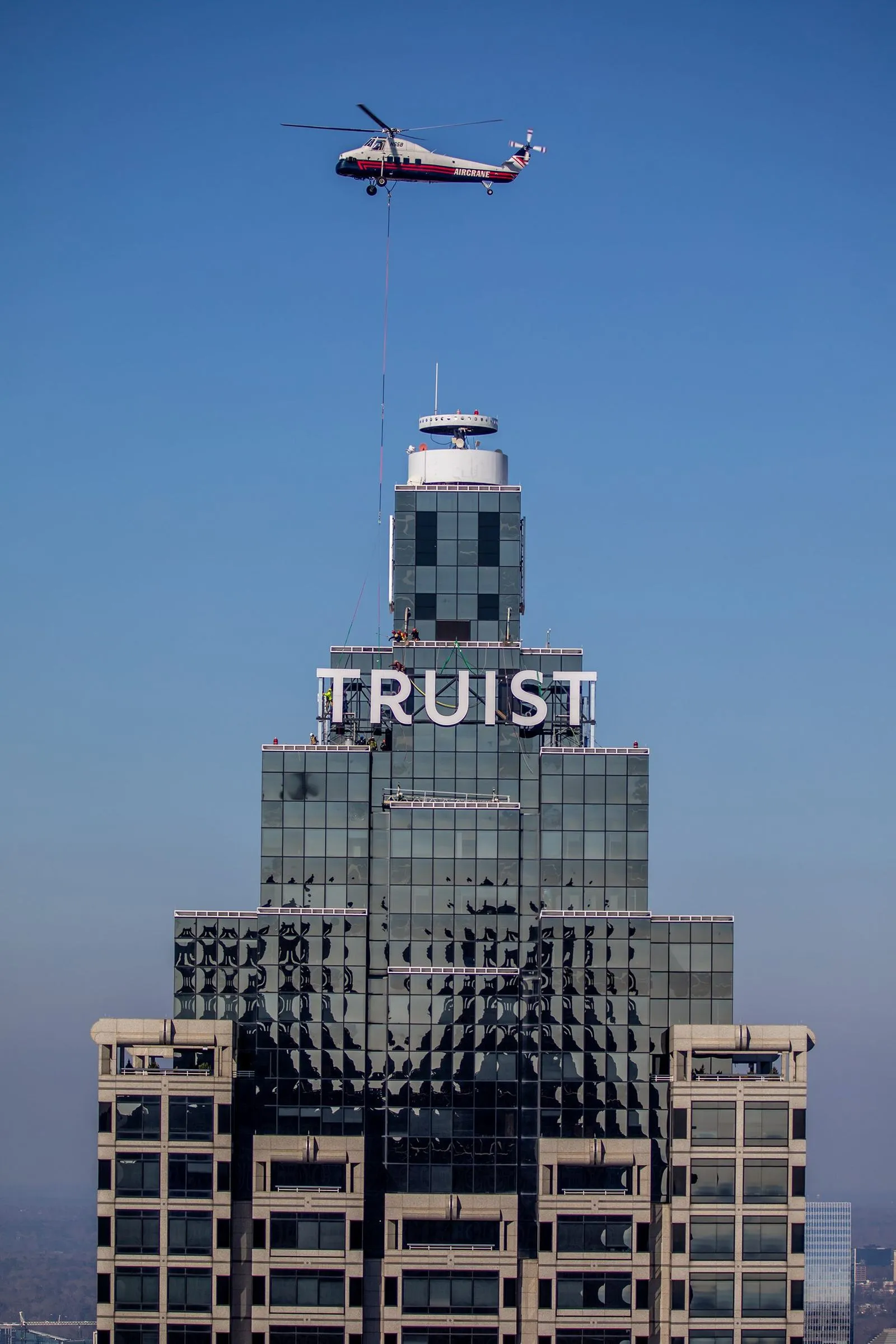 TRUIST wordmark on the bank's Atlanta tower — financial services brand capture by Network Frequency